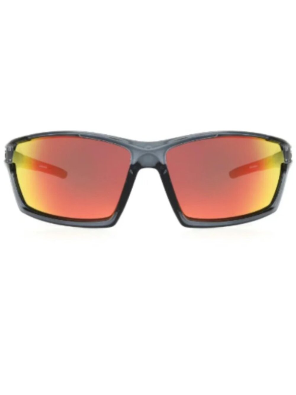 Foster Grant Ironman Black Matte Wrap Red Mirror Sunglasses